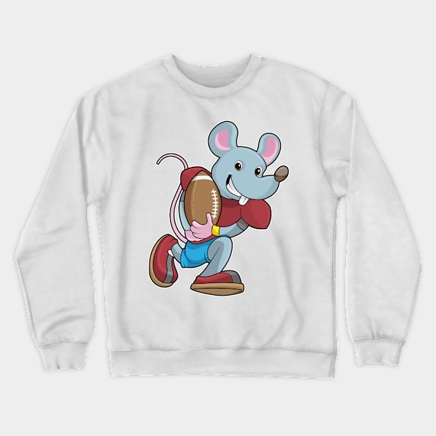 Mouse at Football with Equipment Crewneck Sweatshirt by Markus Schnabel